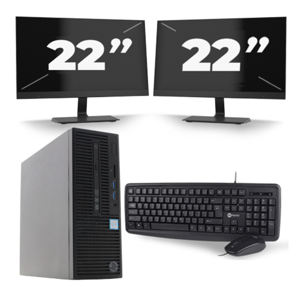 HP 280 G2 SFF - Intel Core i7-6e Generatie - 16GB RAM - 256GB SSD - Windows 11 + 2x 22 inch Monitor