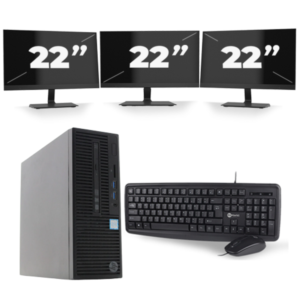 HP 280 G2 SFF - Intel Core i7-6e Generatie - 16GB RAM - 256GB SSD - Windows 11 + 3x 22 inch Monitor