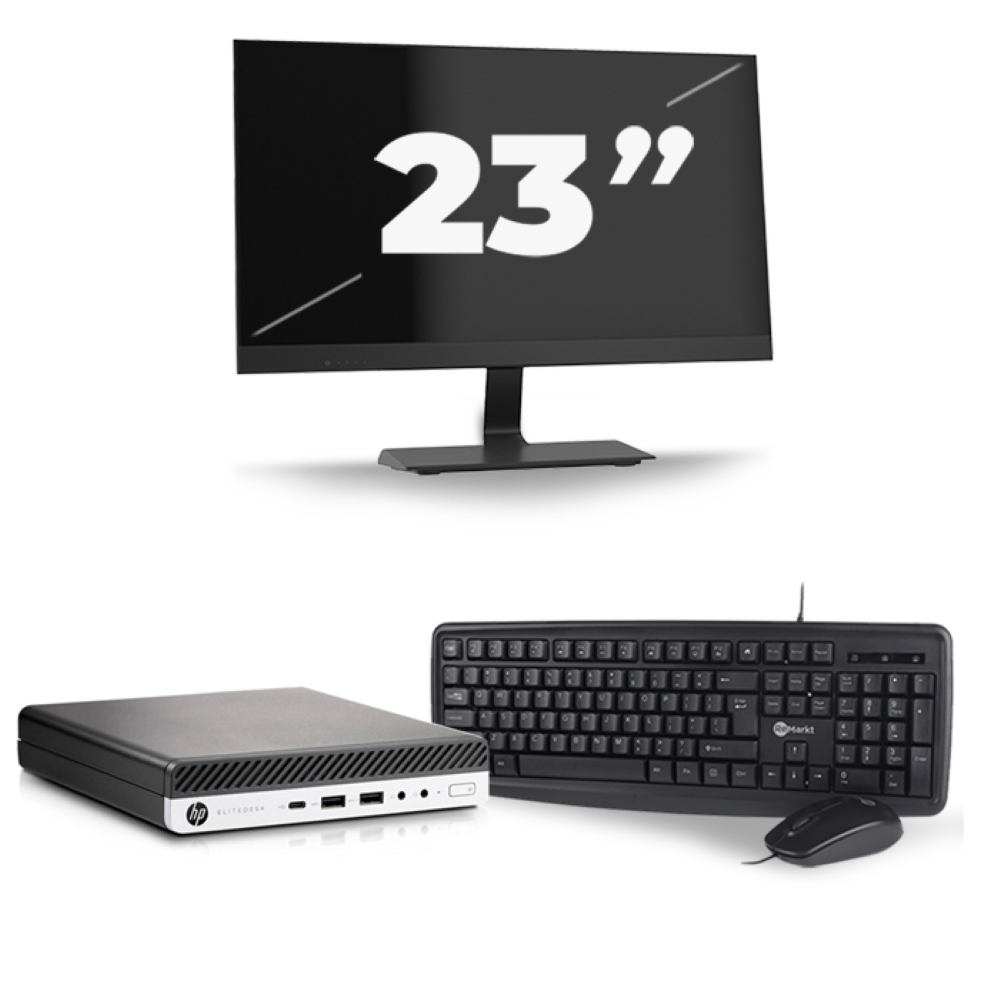 HP EliteDesk 800 G4 USFF - Intel Core i5-8e Generatie - 16GB RAM - 256GB SSD - Windows 11 + 1x 23 inch Monitor