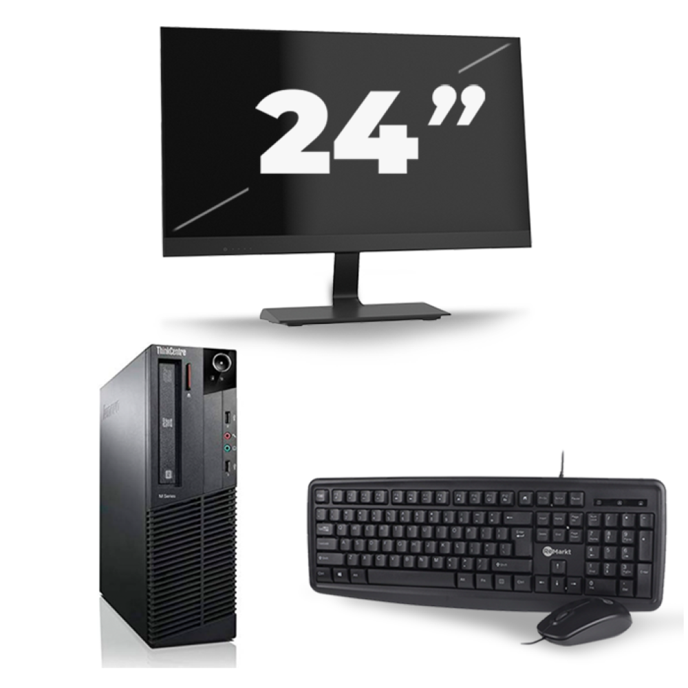 Lenovo ThinkCentre M93p SFF - Intel Core i7-4e Generatie - 16GB RAM - 256GB SSD - Windows 10 + 1x 24 inch Monitor