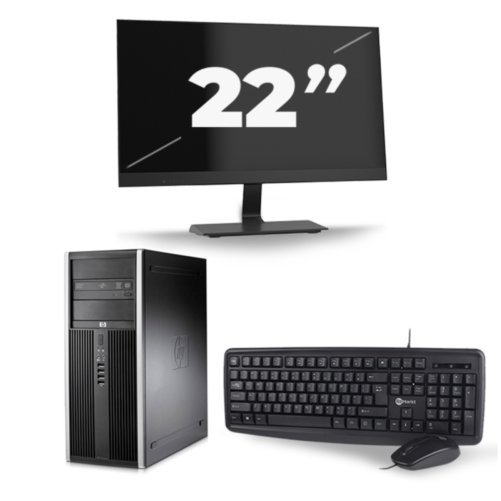 HP Compaq 8100 Elite CMT Tower - Intel Core i7-1e Generatie - 16GB RAM - 256GB SSD - Windows 10 + 1x 22 inch Monitor
