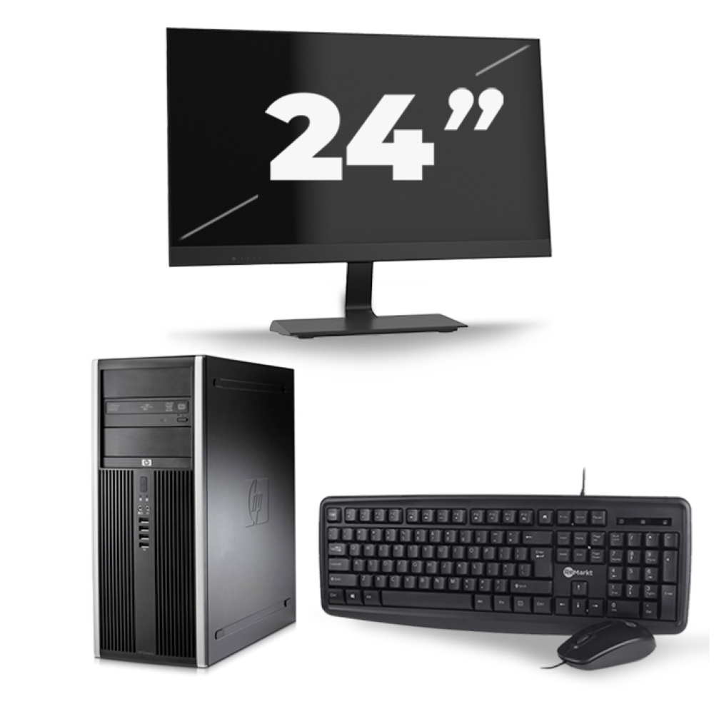 HP Compaq 8100 Elite CMT Tower - Intel Core i5-1e Generatie - 8GB RAM - 256GB SSD - Windows 10 + 1x 24 inch Monitor
