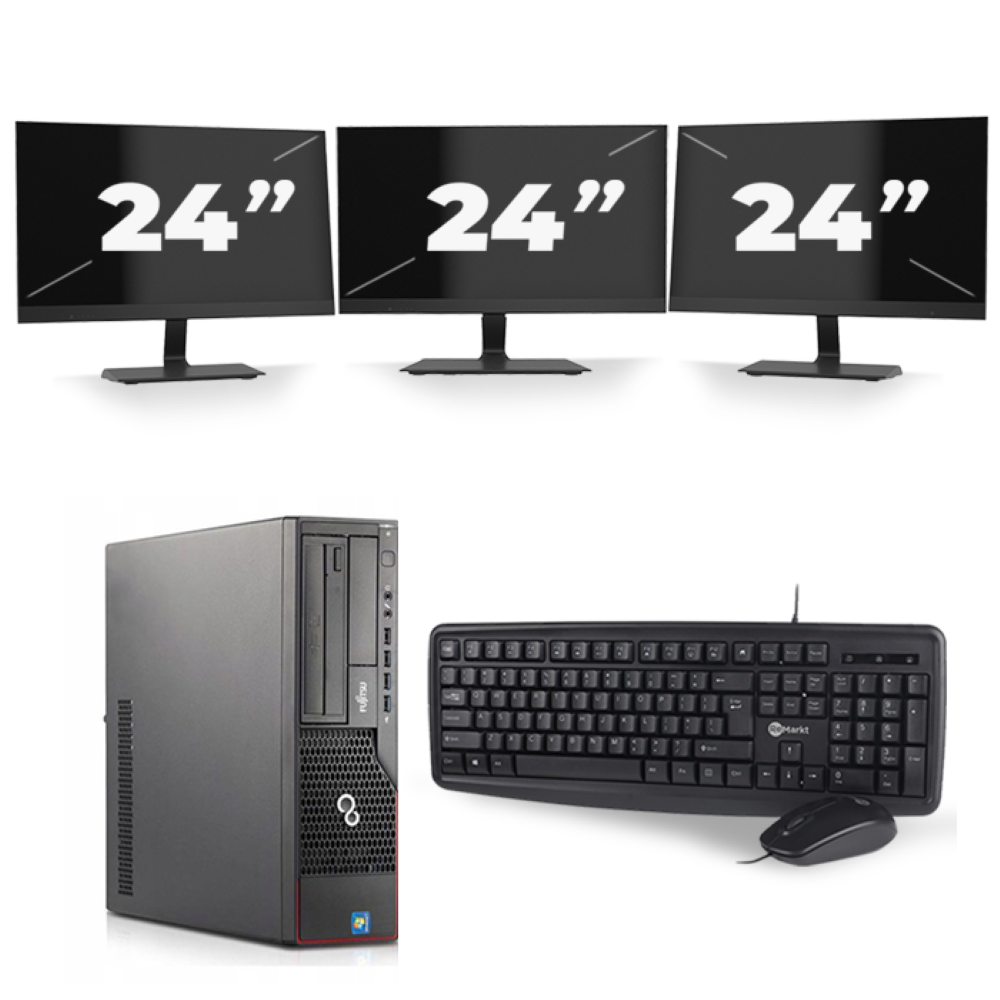 Fujitsu Esprimo E710 SFF - Intel Core i5-3e Generatie - 8GB RAM - 256GB SSD - Windows 10 + 3x 24 inch Monitor