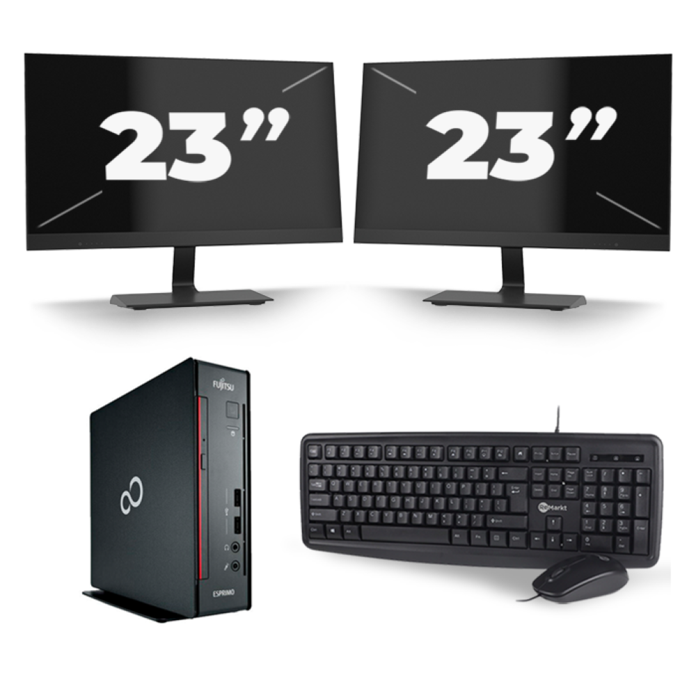 Fujitsu Esprimo Q556 USFF - Intel Core i7-6e Generatie - 16GB RAM - 256GB SSD - Windows 11 + 2x 23 inch Monitor