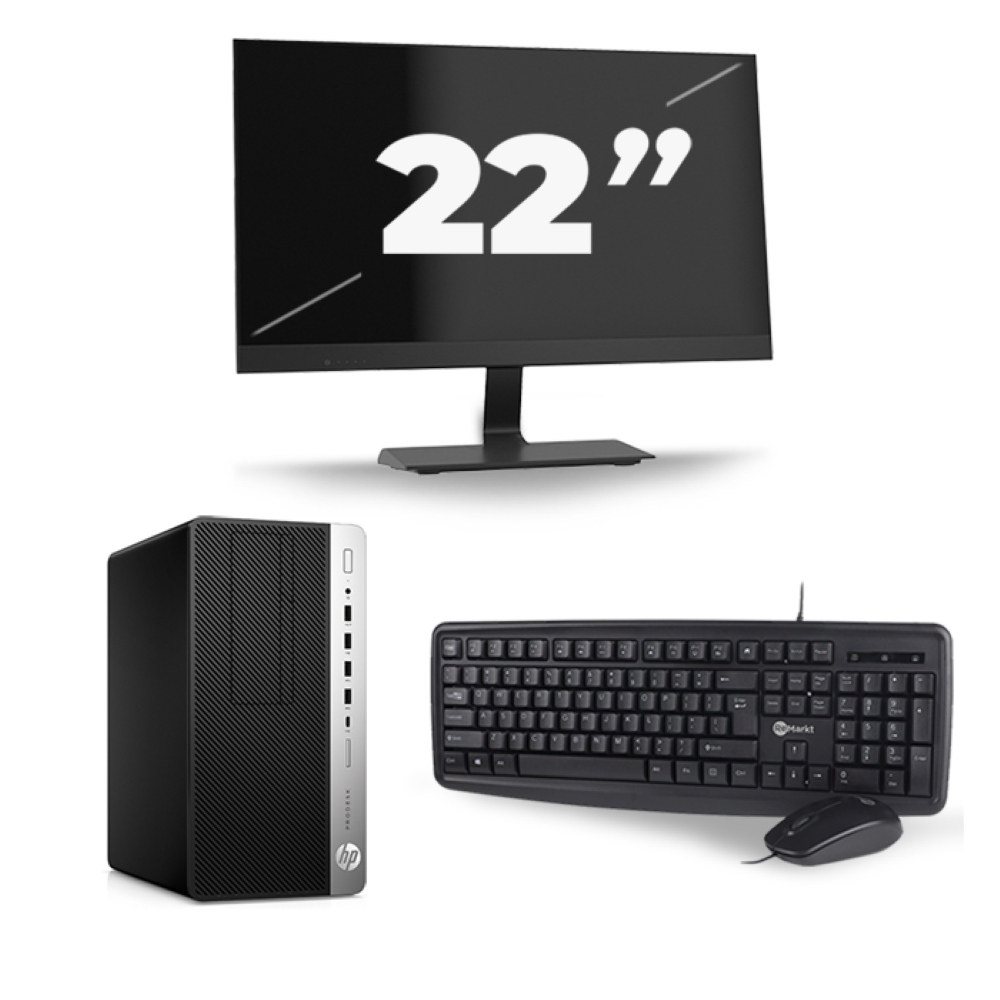 HP ProDesk 600 G3 Micro Tower - Intel Core i5-6e Generatie - 8GB RAM - 256GB SSD - Windows 11 + 1x 22 inch Monitor