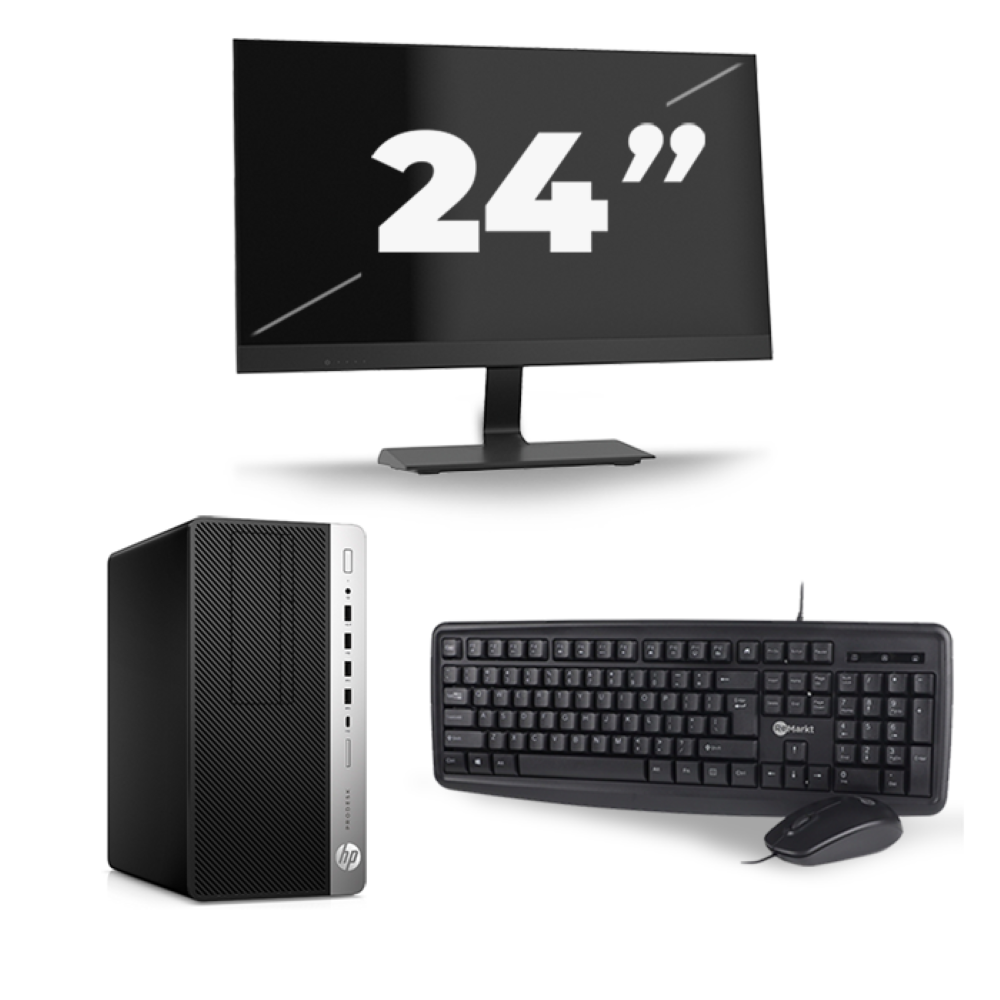 HP ProDesk 600 G3 Micro Tower - Intel Core i7-6e Generatie - 16GB RAM - 256GB SSD - Windows 11 + 1x 24 inch Monitor