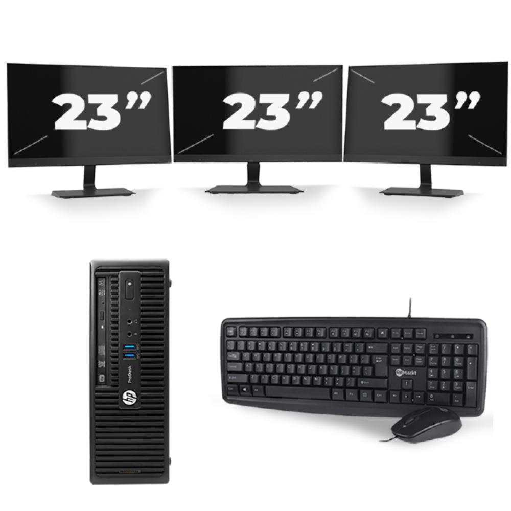 HP ProDesk 400 G2.5 SFF - Intel Core i5-4e Generatie - 8GB RAM - 256GB SSD - Windows 10 + 3x 23 inch Monitor