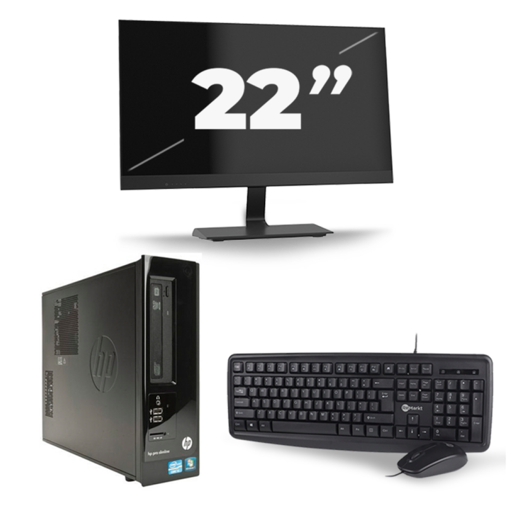 HP Pro 3300 SFF - Intel Core i3-2e Generatie - 8GB RAM - 256GB SSD - Windows 10 + 1x 22 inch Monitor