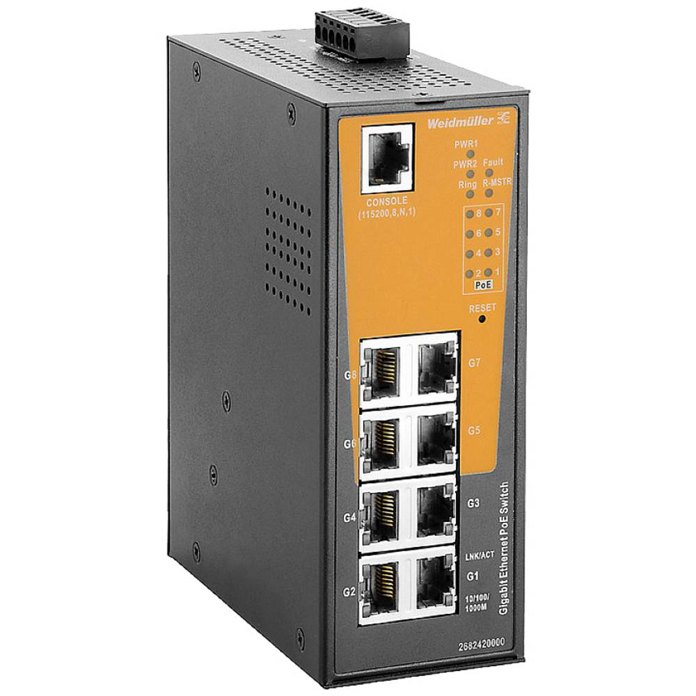 Weidmüller IE-SW-AL08M-8GTPOE Industrial Ethernet Switch 10 / 100 / 1000 MBit/s PoE-functie