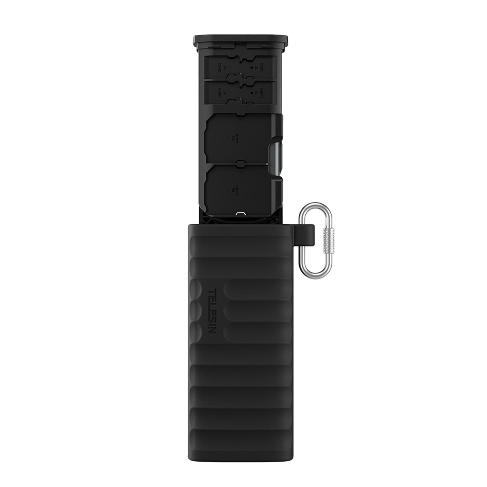 TOMTOP JMS TELESIN S6-MCR-01 2-in-1 Multifunctionele Geheugenkaartlezer Opbergdoos 312MB/s Hoge Snelheid TF/SD zwart