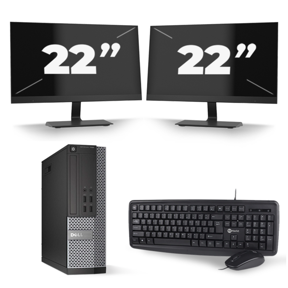 Dell Optiplex 7020 SFF - Intel Core i7-4e Generatie - 16GB RAM - 256GB SSD - Windows 10 + 2x 22 inch Monitor