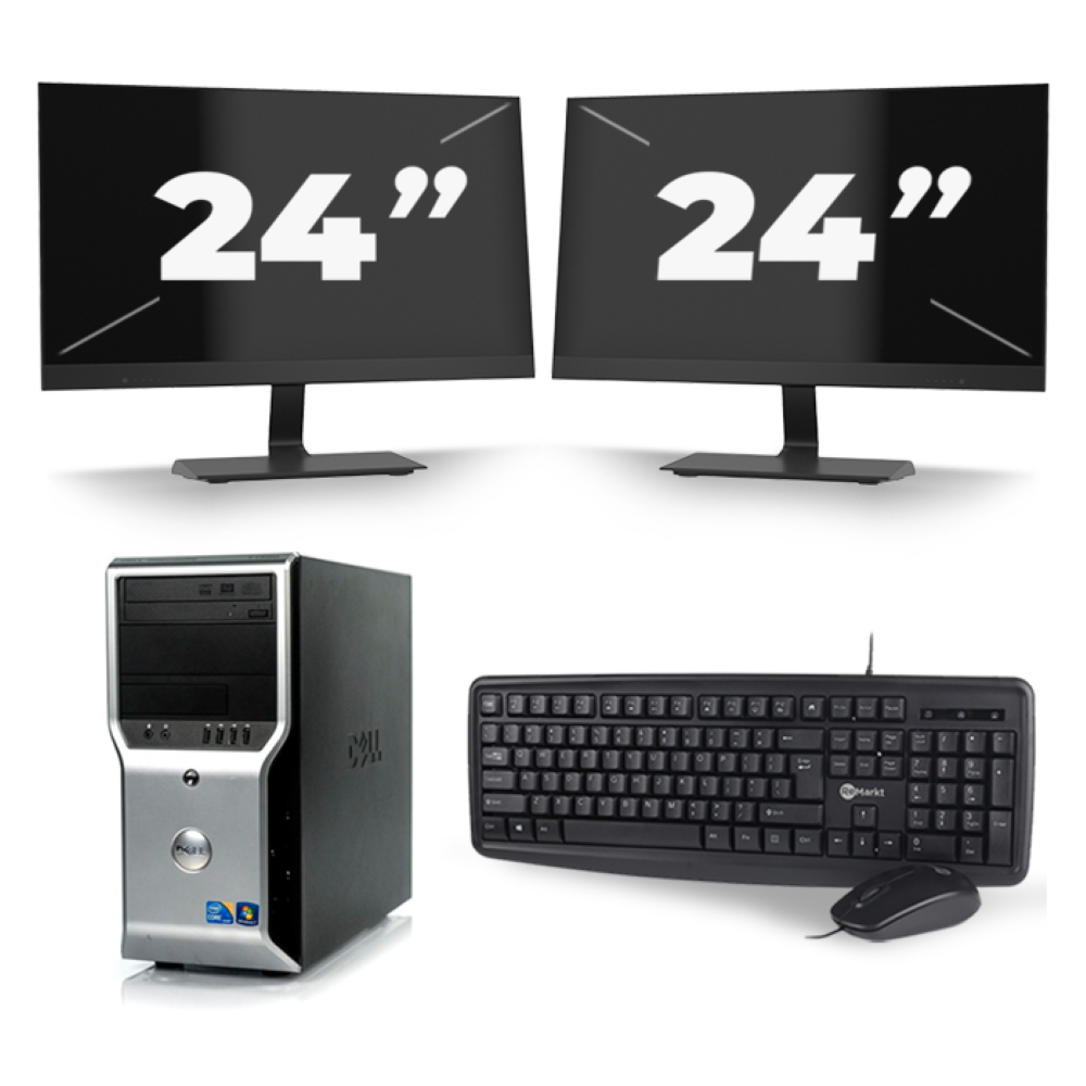 Dell Precision T1500 Micro Tower - Intel Core i3-1e Generatie - 8GB RAM - 256GB SSD - Windows 10 + 2x 24 inch Monitor