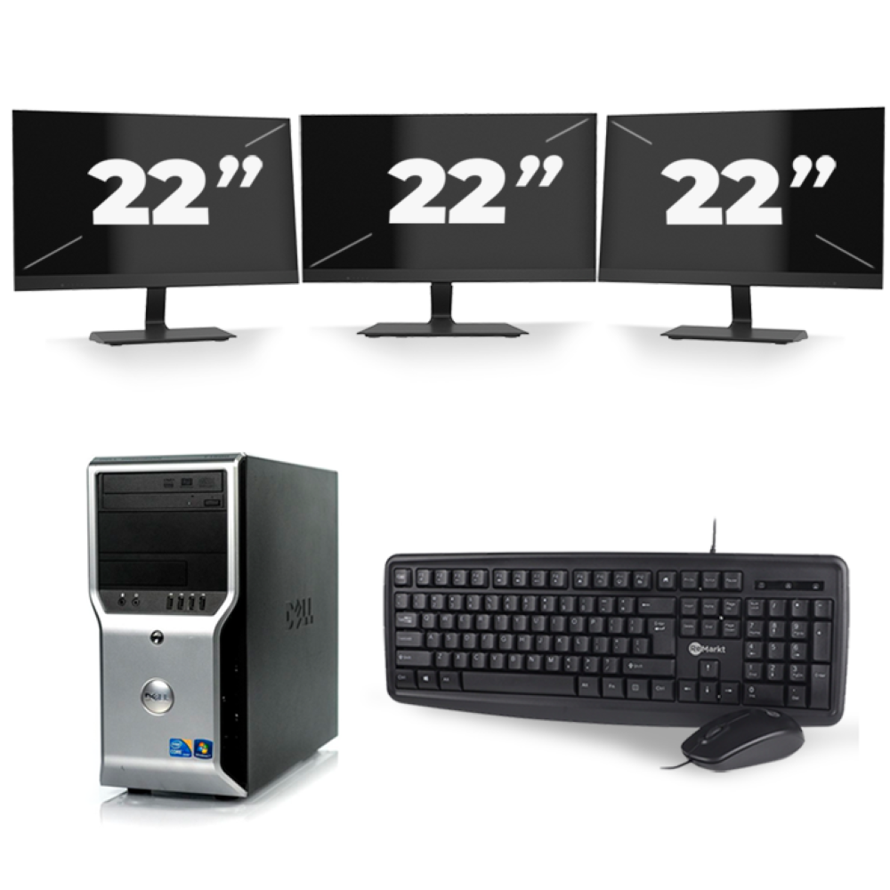 Dell Precision T1500 Micro Tower - Intel Core i5-1e Generatie - 8GB RAM - 256GB SSD - Windows 10 + 3x 22 inch Monitor
