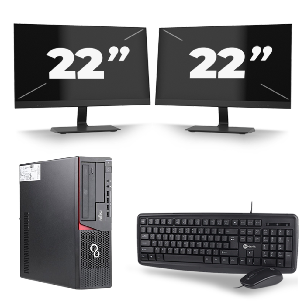 Fujitsu Esprimo E720 SFF - Intel Core i7-4e Generatie - 16GB RAM - 256GB SSD - Windows 10 + 2x 22 inch Monitor