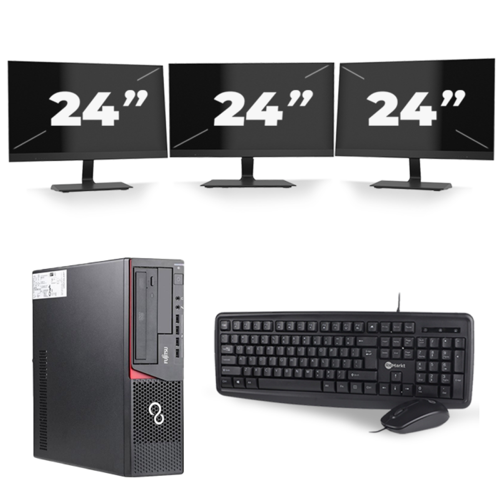Fujitsu Esprimo E720 SFF - Intel Core i5-4e Generatie - 8GB RAM - 256GB SSD - Windows 10 + 3x 24 inch Monitor
