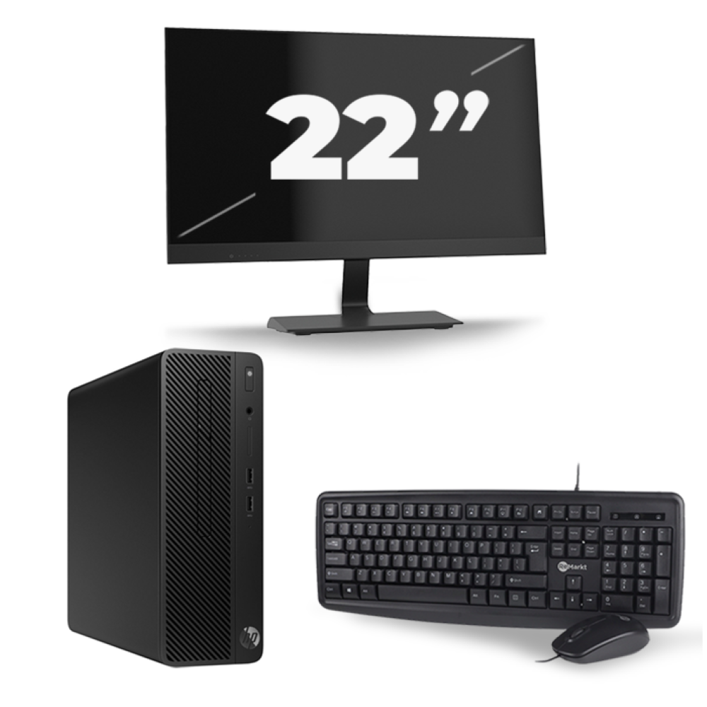 HP 290 G1 SFF - Intel Core i7-8e Generatie - 16GB RAM - 256GB SSD - Windows 11 + 1x 22 inch Monitor