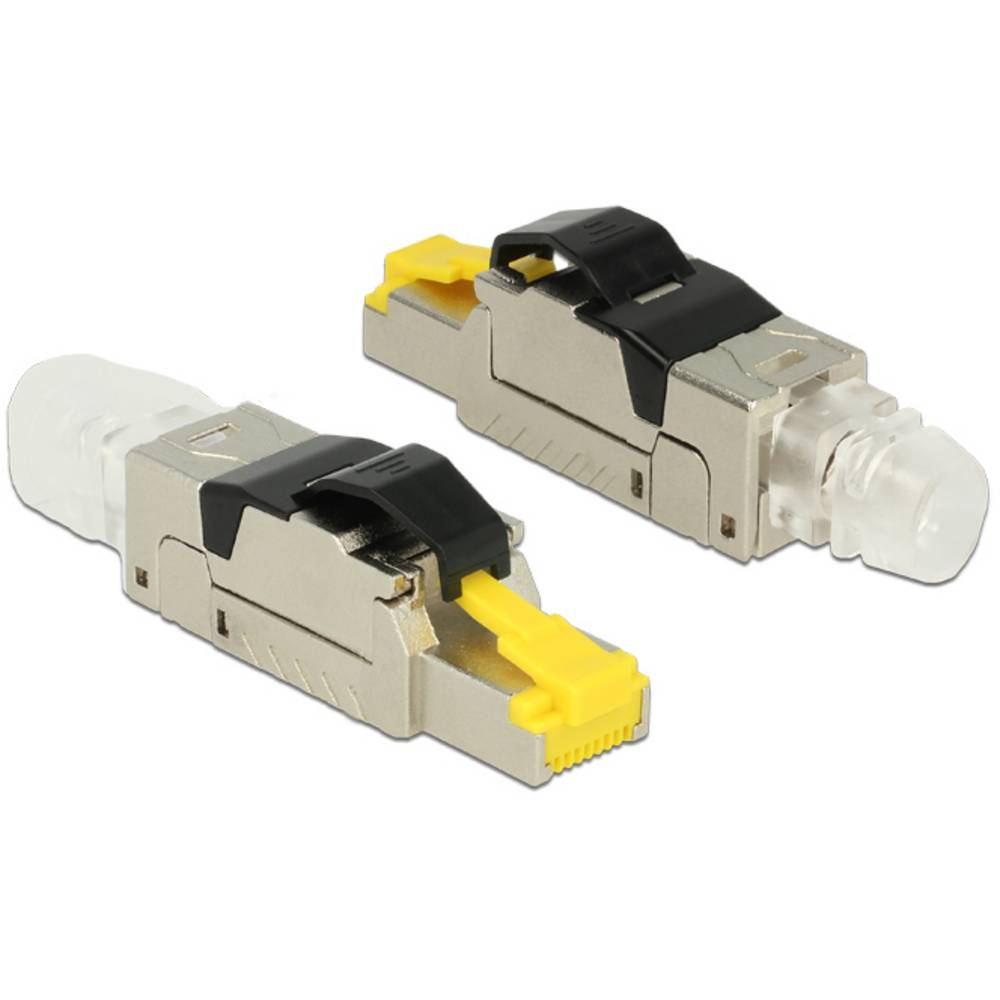 Delock 86285 RJ45-stekker op locatie CAT.6A metaal 86285 Zwart, Zilver, Transparant, Geel 1 stuk(s)