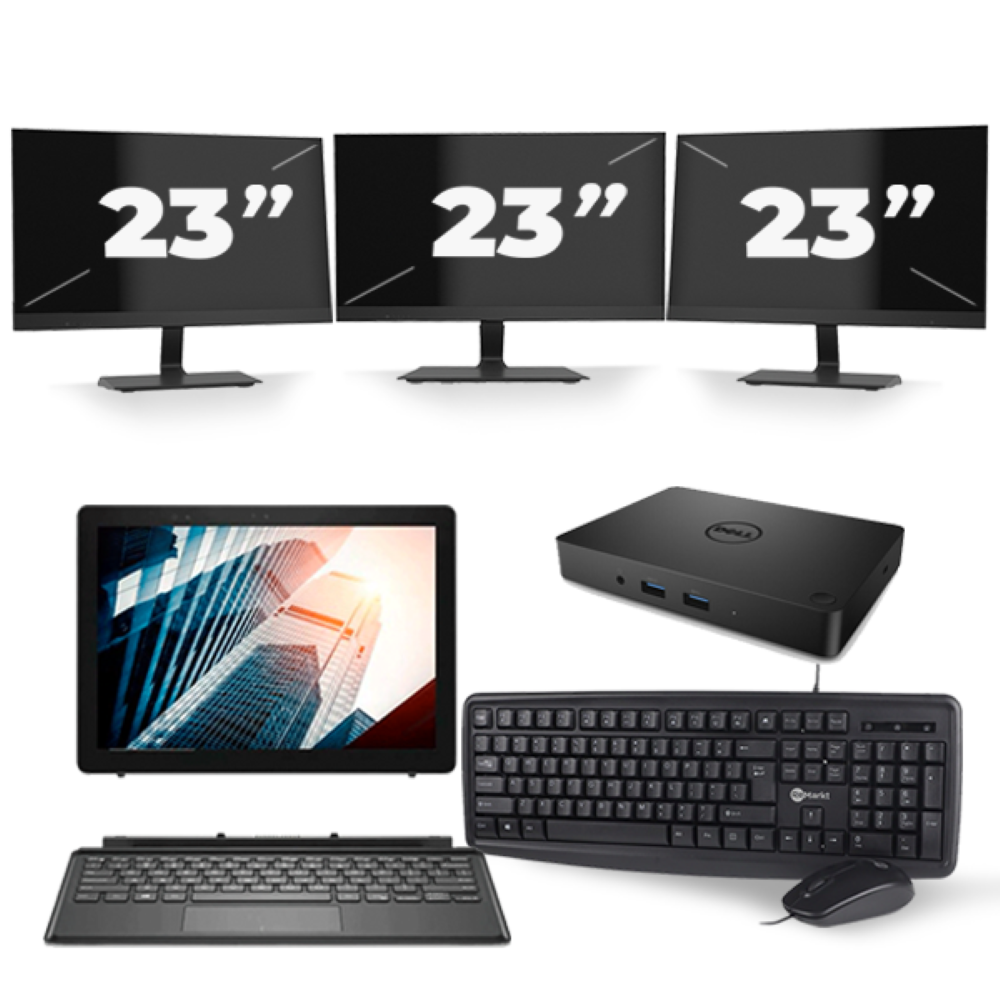 Dell Latitude 5285 - Intel Core i5-7e Generatie - 12 inch - 8GB RAM - 256GB SSD - Windows 10 + 3x 23 inch Monitor