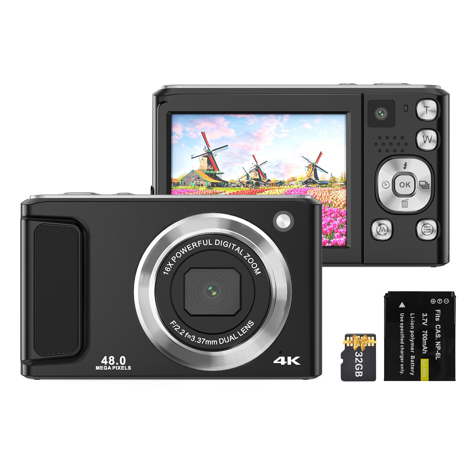 Honor Electronics 4K Digitale Camera Digitale Videocamera 48MP Dubbele Lens 2.8 Inch IPS Scherm Autofocus 16X Digitaal with 1 Battery