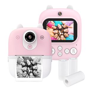 Andoer 3-in-1 multifunctionele instantcamera Kinder Instant Print-camera 2,4-inch IPS-scherm roze
