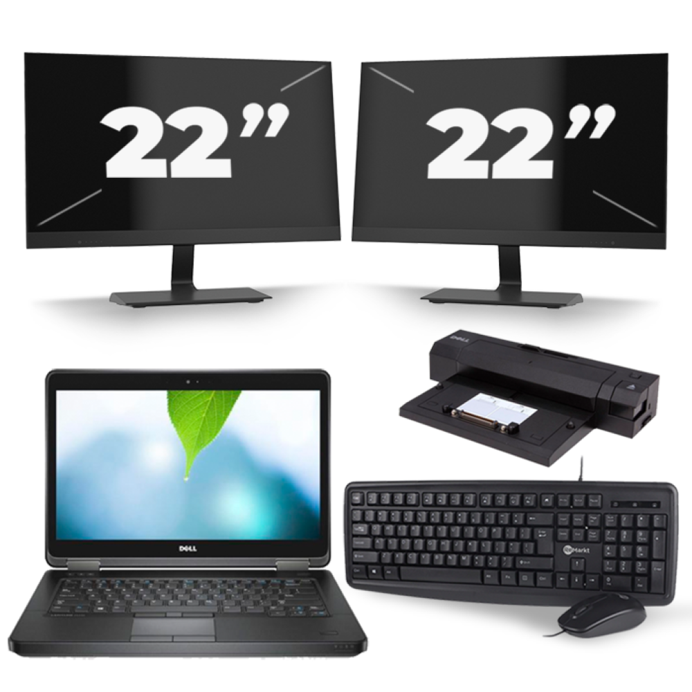 Dell Latitude E5440 - Intel Core i5-4e Generatie - 14 inch - 8GB RAM - 256GB SSD - Windows 11 + 2x 22 inch Monitor