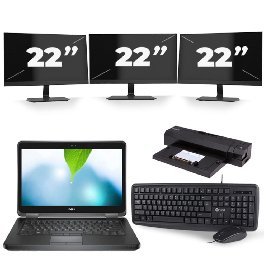 Dell Latitude E5440 - Intel Core i5-4e Generatie - 14 inch - 8GB RAM - 256GB SSD - Windows 11 + 3x 22 inch Monitor