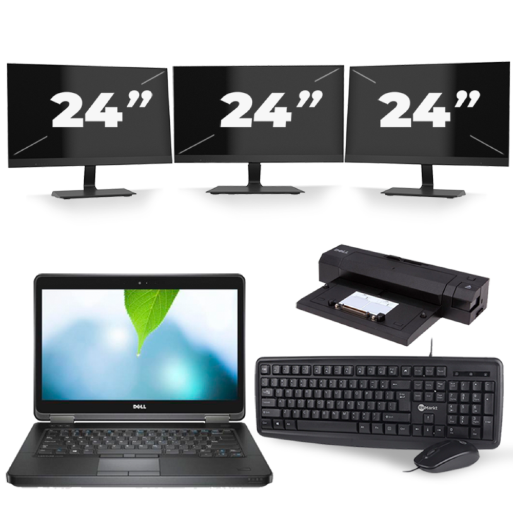 Dell Latitude E5440 - Intel Core i5-4e Generatie - 14 inch - 8GB RAM - 256GB SSD - Windows 11 + 3x 24 inch Monitor