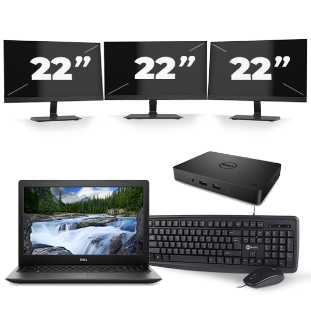 Dell Latitude 3590 - Intel Core i5-7e Generatie - 15 inch - 8GB RAM - 256GB SSD - Windows 11 + 3x 22 inch Monitor