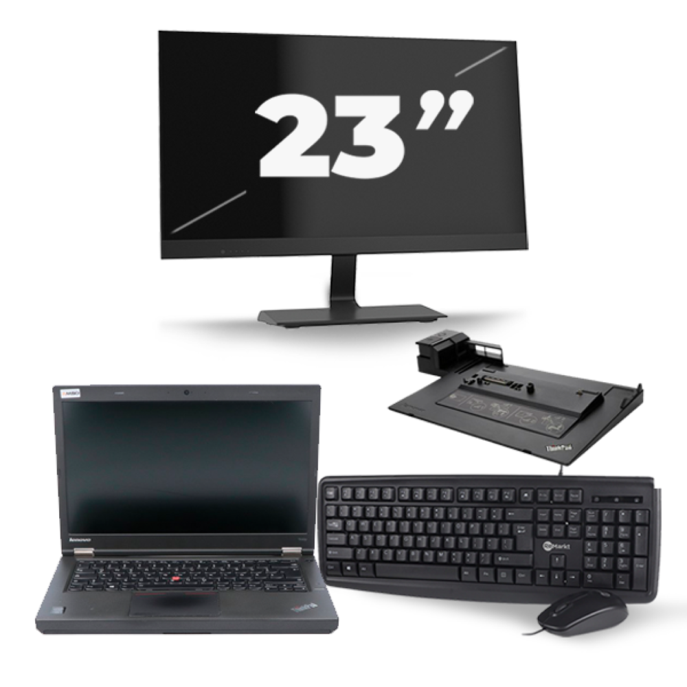 Lenovo ThinkPad T440p - Intel Core i5-4e Generatie - 14 inch - 8GB RAM - 256GB SSD - Windows 11 + 1x 23 inch Monitor