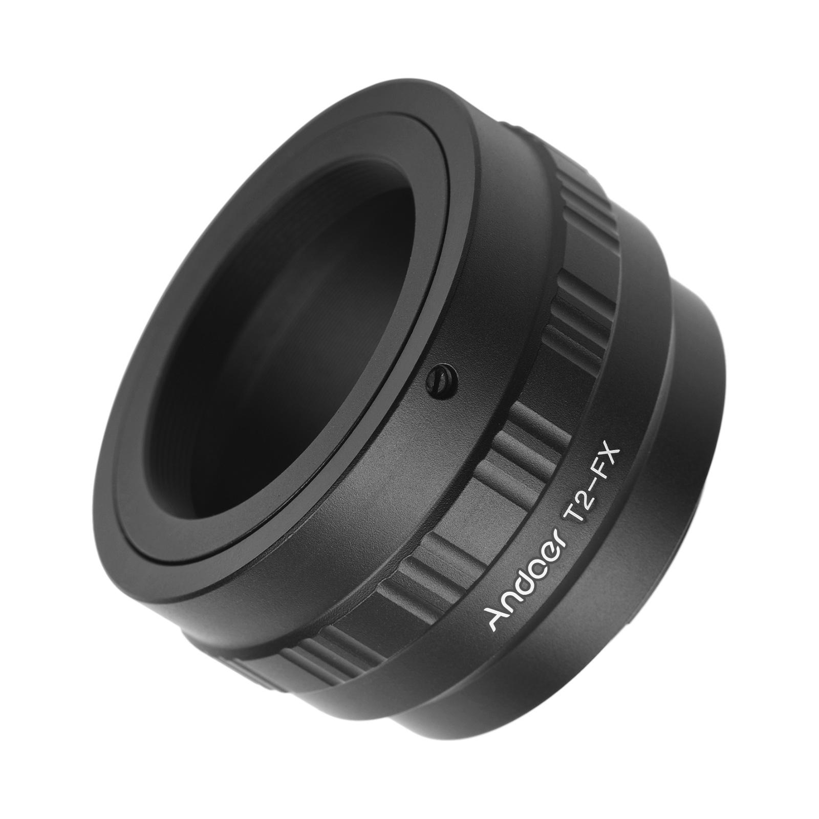 Andoer T2-FX Metalen Lens Mount Adapter Ring T/T2 Mount Lens Adapter Vervanging voor Fujifilm zwart