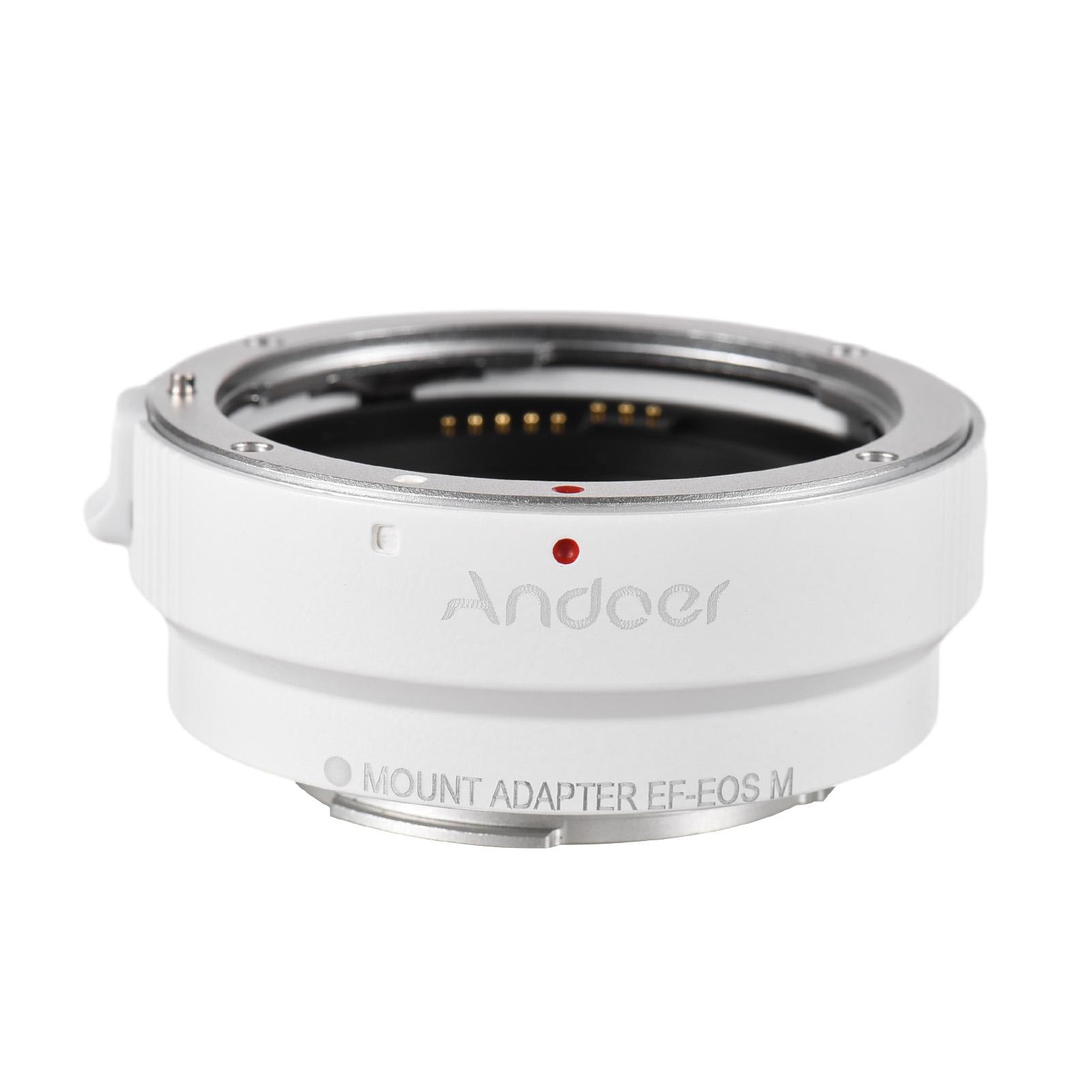 Andoer EF-EOSM Lens Mount Adapter Ondersteuning Auto-Belichting Auto-Focus en Auto-Diafragma voor Canon wit