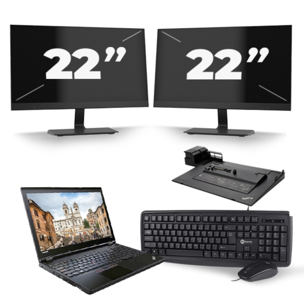 Lenovo ThinkPad L560 - Intel Core i5-6e Generatie - 15 inch - 8GB RAM - 256GB SSD - Windows 11 + 2x 22 inch Monitor