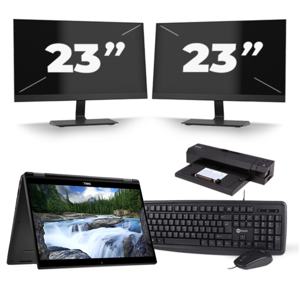 Dell Latitude 7390 2-in-1 - Intel Core i5-8e Generatie - 13 inch - 16GB RAM - 256GB SSD - Windows 10 Home + 2x 23 inch Monitor