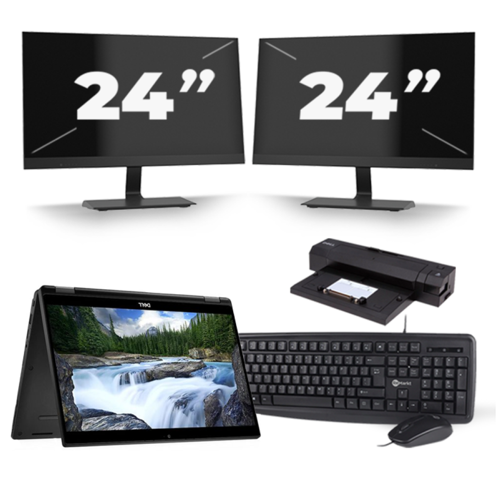 Dell Latitude 7390 2-in-1 - Intel Core i5-8e Generatie - 13 inch - 16GB RAM - 256GB SSD - Windows 10 Home + 2x 24 inch Monitor
