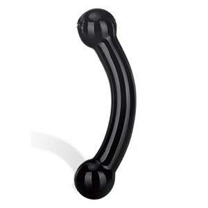 Double Bull Black Glass Dildo - Black