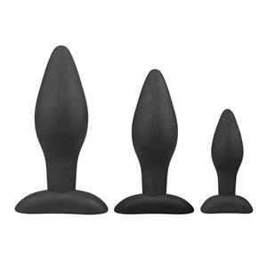 Easytoys Siliconen Buttplugsetje - Zwart (3stuks)