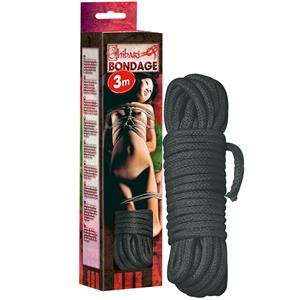 Shibari Bondagetouw, katoen, zwart, 5 mm dik, 3 meter