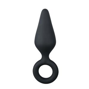 Easytoys Zwarte buttplug met trekring - medium