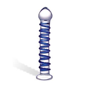 Glas Blue Spiral Glazen Dildo