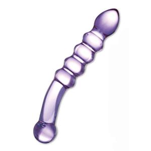 Glas Purple Rain Ribbed Glazen Dildo