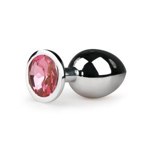 Anal Collection Metalen buttplug met roze kristal - zilverkleurig