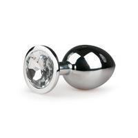 Easytoys Metalen Buttplug Met Transparante Diamant - Zilverkleurig (1st)