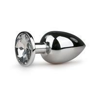 Easytoys Zilverkleurige metalen buttplug met transparant kristal