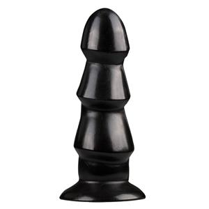 All Black Zwarte Anaal Dildo Met Ribbels (1st)