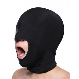 Master Series Blow Hole Open Mouth Spandex Hood: Kopfmaske, schwarz