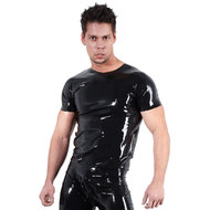 Late X Latex T-shirt voor Mannen      - Zwart - XL