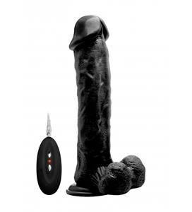 Shots - RealRock Vibrating Realistic Cock - 11" - With Scrotum - Black