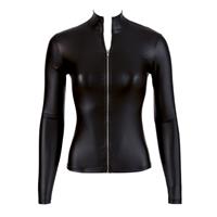 Wetlook Langarm-Top mit Zipper