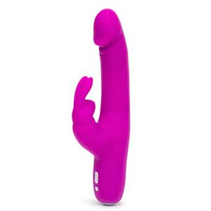 happyrabbit Rabbitvibrator „Realistic Slim“ mit 12 Vibrationsmodi und 2 Motoren, 24 cm