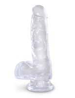 kingcock King Cock Clear - Dildo met zuignap en ballen - 17,8 cm